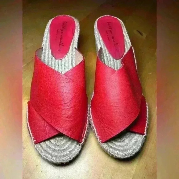 Bettye Muller Espadrille Wedge Leather- Size 41 / US 10 〰️ Red - Picture 2 of 13